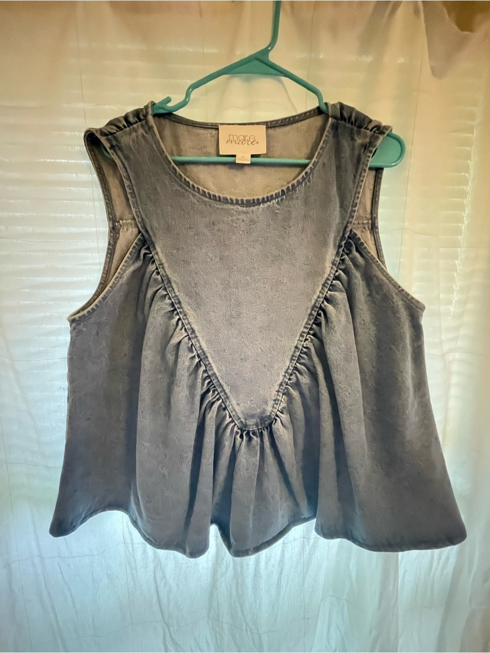 Mare Mare x Anthropologie Denim Shirred Blouse